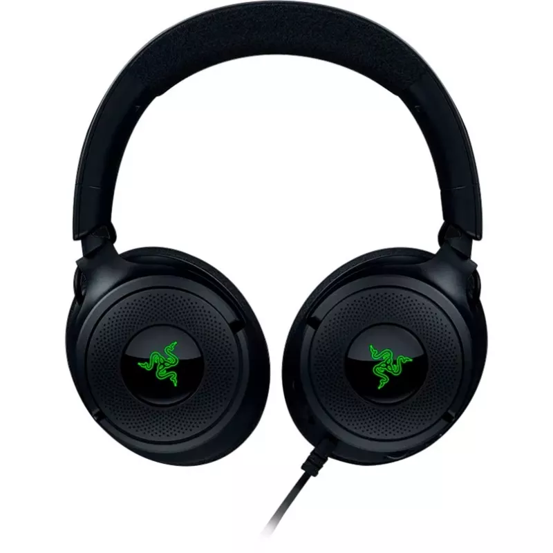 Razer Kraken V4 X - Przewodowy zestaw słuchawkowy do gier na PC (przetworniki TriForce 40 mm, chowany mikrofon kardioidalny, dźwięk przestrzenny 7.1, podświetlenie Chroma RGB, dla PC, konsol i telefonu)