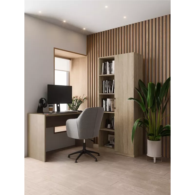Regał biurowy Top e shop RD-80 SONOMA KPL, wykończenie dąb, 10 półek, 800×300×1820 mm, rama z płyty wiórowej
