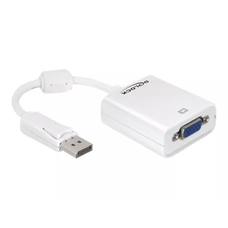 Adapter kabla wideo DeLOCK 61766 0.125m VGA DisplayPort biały