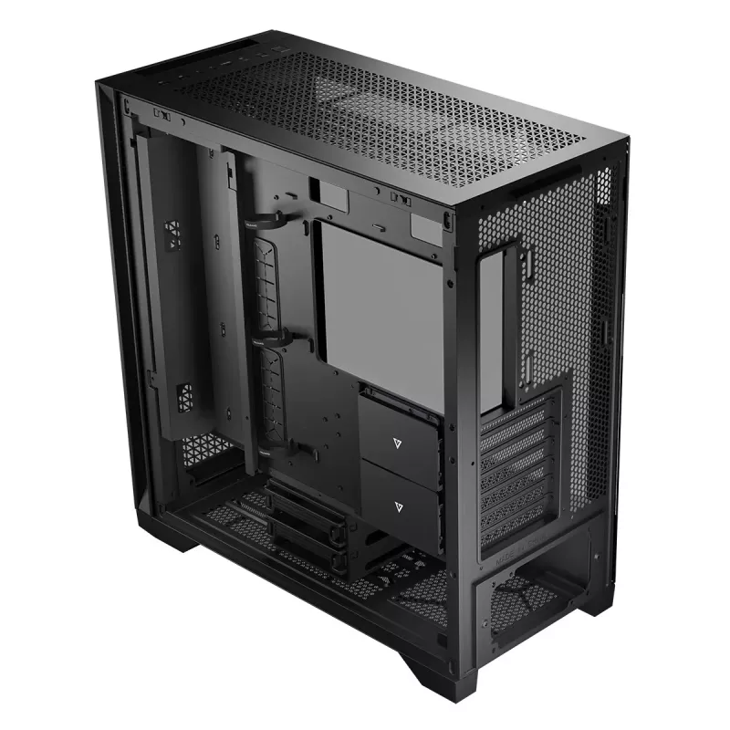 Obudowa PC MODECOM VOLCANO EXPANSE T Midi Tower, szkło hartowane, USB-C, obsługa micro ATX, GPU do 430 mm, chłodzenie CPU do 180 mm, 3x wnęki 3,5 cala, 2x 2,5 cala, czarna