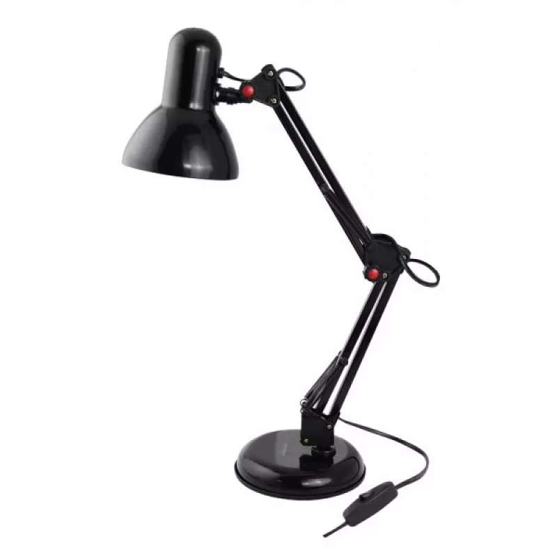 Lampa stołowa ESPERANZA AVIOR E27 12W LED, czarna, regulowana wysokość, giętkie ramię, gniazdo E27