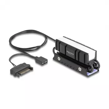 Radiator DELOCK 18460 do SSD M.2 2280 — aluminium/miedź, RGB 5V, czarny