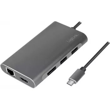 LogiLink UA0382 Stacja dokująca i replikator portów do notebooka Przewodowy USB 3.2 Gen 1 (3.1 Gen 1) Type-C Srebrny (UA0382)
