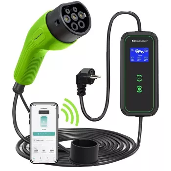 Qoltec Mobilny Ładowarka do EV 2w1 Typ2 | 3,5kW | 230V | Wi-Fi | LCD | Przenośna | Wallbox | 5m