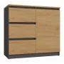 Komoda Top e Shop Topeshop 1D3S ANT/ART BA KPL — antracyt i dąb, 3 szuflady, korpus z płyty wiórowej