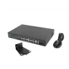 Niezarządzalny przełącznik LANBERG RSFE-16P-2C-250 — 18-portowy Gigabit, 16x PoE+ (30W), 2x SFP, 250W, 1U, metal, montaż w szafie