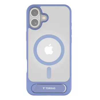 Etui ochronne Torras serii Pstand do iPhone 16 — Niebieskie, wąska konstrukcja z zintegrowaną podstawką