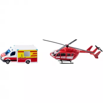 Zestaw zabawek Usorteret Siku Mercedes-Benz Rescue Van and Helicopter model set
