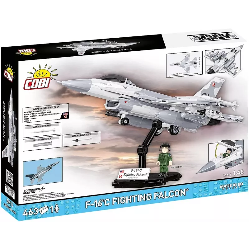 Zestaw konstrukcyjny Cobi F-16C Fighting Falcon — 463 elementy, model do sklejania w skali
