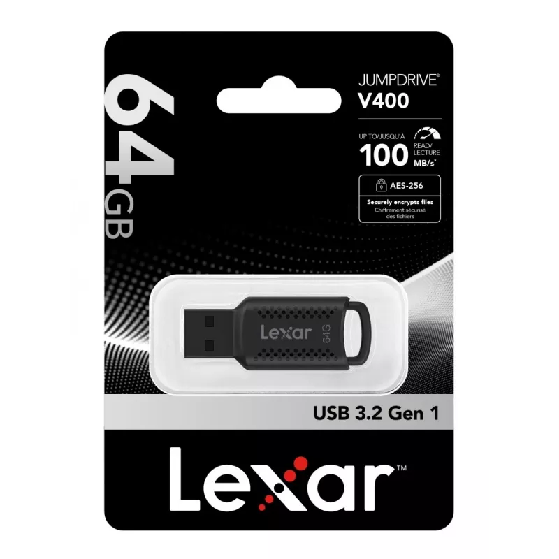 Lexar JumpDrive LJDV400064G-BNBNG Pamięć USB Flash 64 GB USB Typ A 3.2 Gen 1 (3.1 Gen 1) Czarny