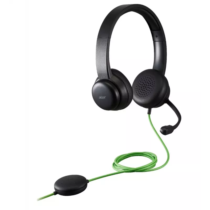 Przewodowy zestaw słuchawkowy konferencyjny Acer GP.HDS11.01N — nauszny, kabel 2 m, 20–20000 Hz, 160 g, czarny