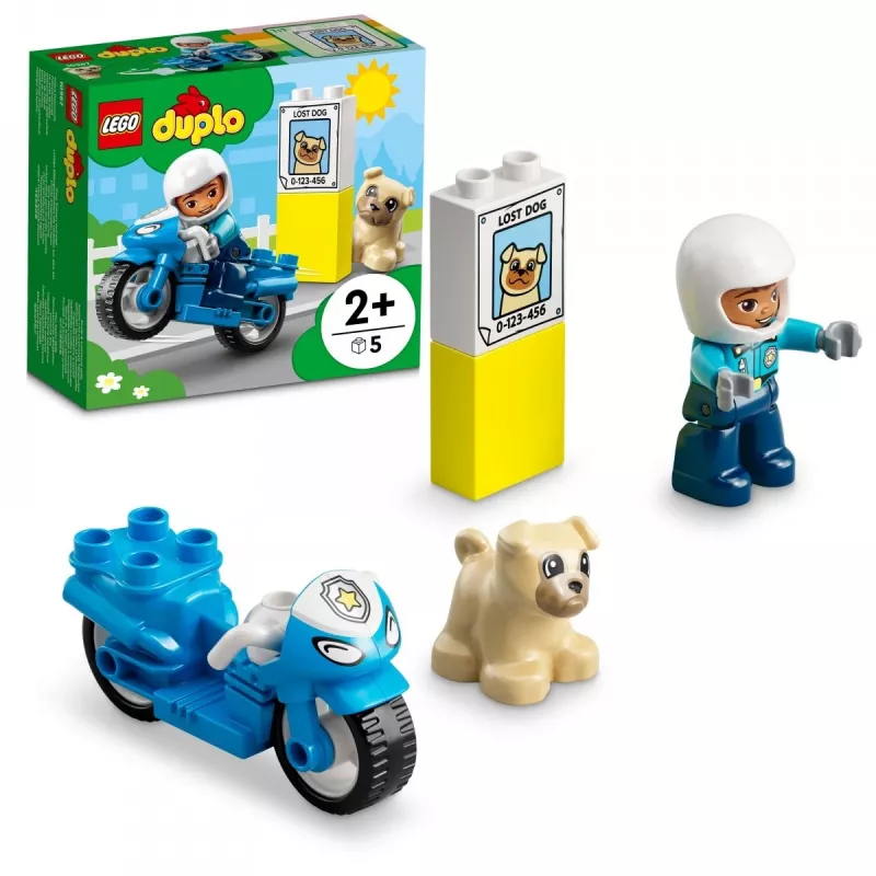 Zestaw do zabawy z motocyklem policyjnym LEGO Duplo Police 10967 z ruchomymi kołami i figurką policjanta