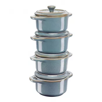 Staub Mini Cocotte Round, 4 szt. - 200ml, Antique Turquoise