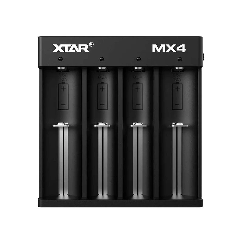 Ładowarka do akumulatorów XTAR MX4 4-slotowa uniwersalna Li-ion NiMH USB-C, czarna, obsługuje 4 akumulatory