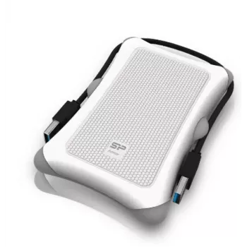 Obudowa HDD Silicon Power Armor A30 — 2,5-calowa jednokieszeniowa, USB 3.2 Gen 1, biała, plastik/guma