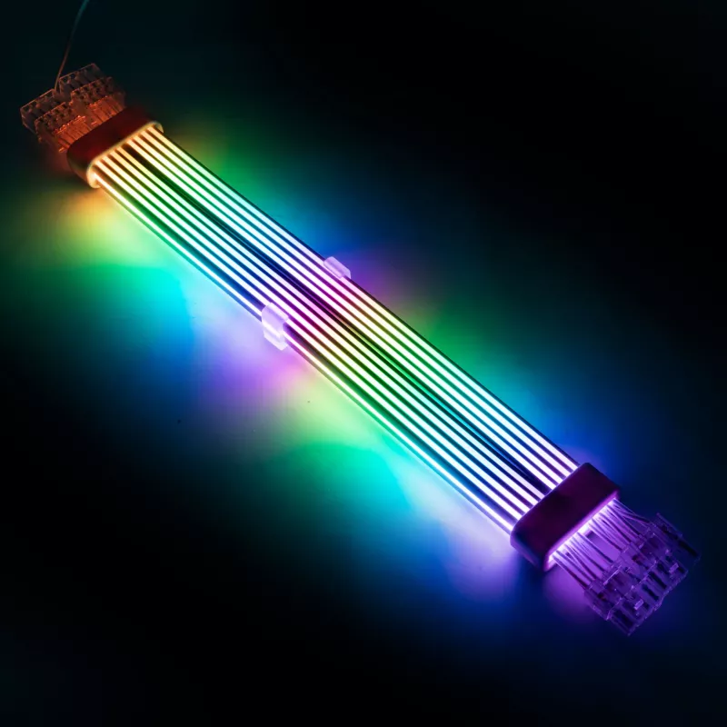 Kabel przedłużający PCI-E 8-pin Kolink Umbra Radiant ARGB — podwójny 2× 8-pin, przedłużenie w oplocie do zasilania GPU