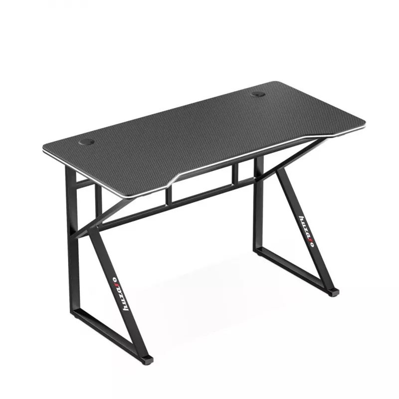 Biurko gamingowe huzaro Hero 1.6 Czarny — prosty blat MDF/karbon 1200×600×750 mm, metalowa rama