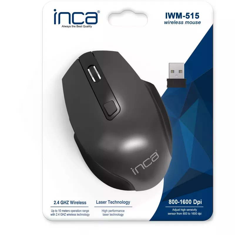 Cian Technology GmbH INCA mysz IWM-515 Wireless Laser 800/1600 DPI SW retail - Mysz - 1.600 dpi