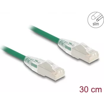Kabel sieciowy DeLOCK RJ45 Cat.6A wtyk do wtyku 0,3 m zielony