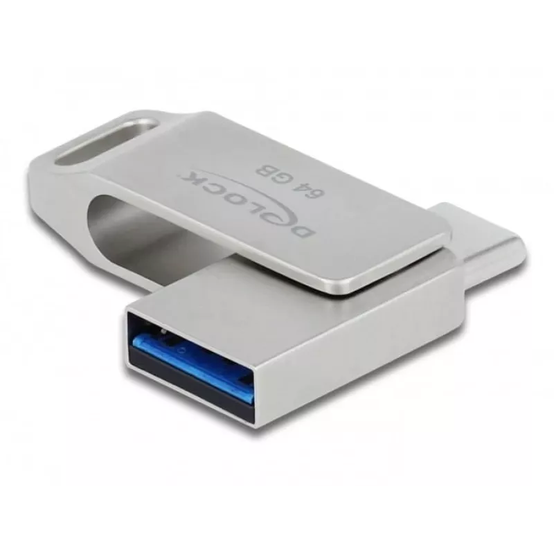 Pamięć USB DeLOCK 64GB USB-C Type-A obrotowa metalowa obudowa