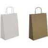 Papierowa torba na zakupy agipa model 101852 — mała, z papieru kraft, brązowa na zewnątrz, wnętrze w kolorze natronu, ze sznurkiem do przenoszenia, 1 sztuka