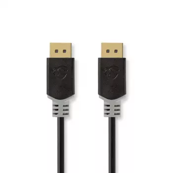 Nedis CCBW37014AT20. Kabellänge: 2 m, Anschluss 1: DisplayPort, Anschluss 2: DisplayPort. Menge pro Packung: 1 Stück(e), Verpackungsbreite: 225 mm, Ve