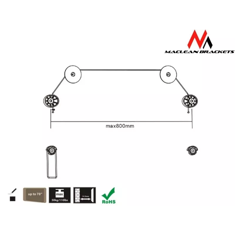 Maclean Mc-557 - Vesa Ultraslim Uchwyt do Monitora/TV, 32-55 cali, 50 kg