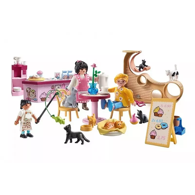 Playset PLAYMOBIL My Life 71744 Kocia kawiarnia z figurkami, zestaw do zabawy dla dzieci