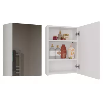 Szafka łazienkowa wisząca top e shop POLA 1DL BIEL — 400×220×600 mm, 3 półki, biały