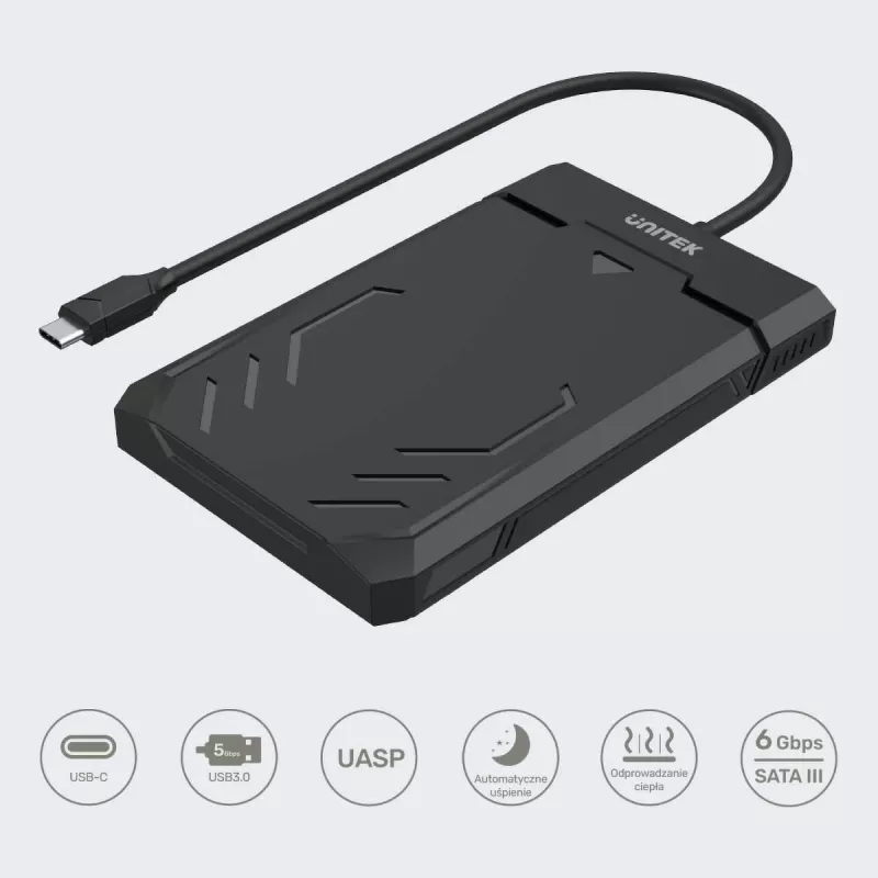 Unitek Y-3036A - DiskGuard Raiden 2.5 USB-C do SATA III 2,5” Obudowa na dysk HDD/SSD