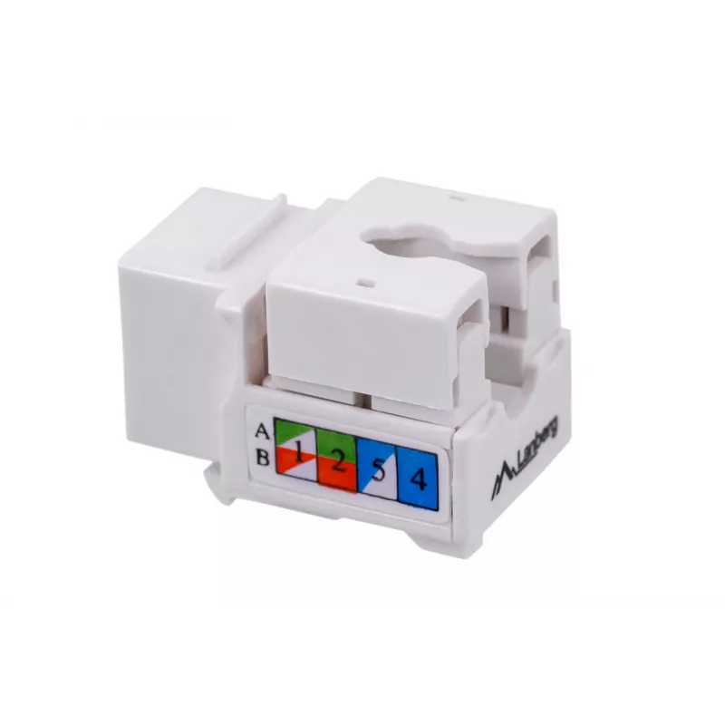 Moduł keystone LANBERG KSU6-1090, Cat6 U/UTP płaski, RJ-45 męski do LSA żeńskiego, AWG 22/26, 14.5×16.1 mm, biały