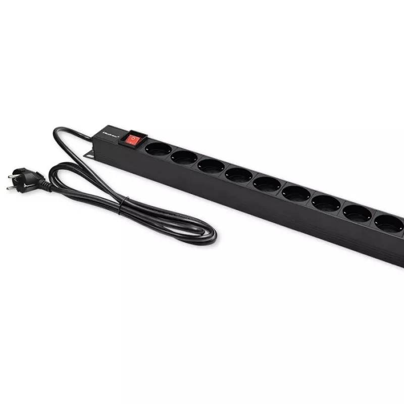 Aluminiowa listwa zasilająca Qoltec do szafy RACK | 16A | 16 x Schuko | pionowa | 1,8 m