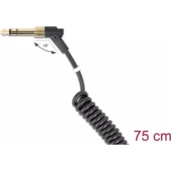 Kabel audio DELOCK 85777 — 3,5 mm męski na 3,5 mm męski, 0,75 m, czarny, pozłacane styki