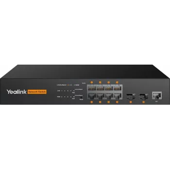 Przełącznik zarządzany L2+ PoE Yealink RCH80 8x porty RJ-45 20 Gbit/s do montażu w szafie czarny
