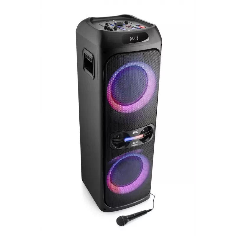 Przenośny głośnik imprezowy JVC XS-EP624B — czarny, zasilany bateriami, Bluetooth