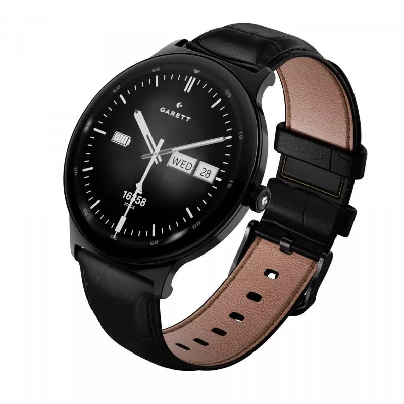 Smartwatch Garett Quantum — czarna stal nierdzewna
