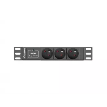 Jednostka dystrybucji zasilania LANBERG PDU-03E-0200-BK — 1U, 3x gniazda typu E, 220–250 V, 16 A, kabel 2 m, czarna