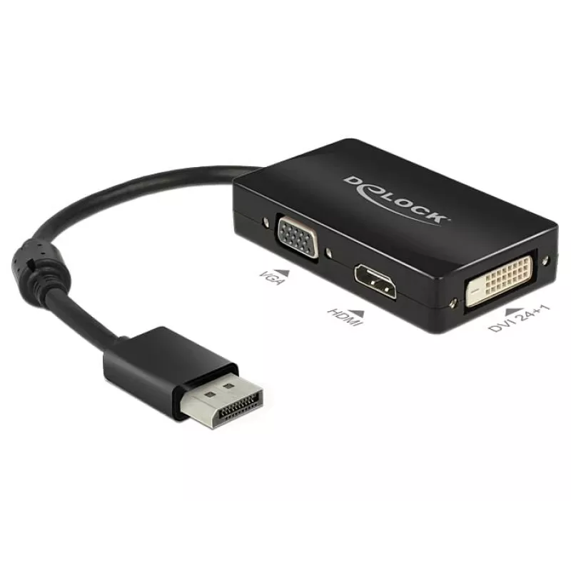 DeLOCK 0.16m DisplayPort/VGA+HDMI+DVI VGA (D-Sub)+ HDMI + DVI Czarny