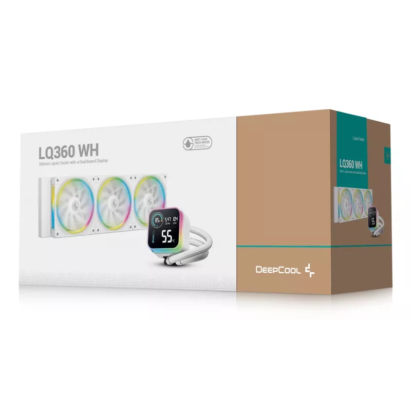 Chłodzenie cieczą DeepCool LQ360 biały, chłodnica 360 mm, wentylatory RGB