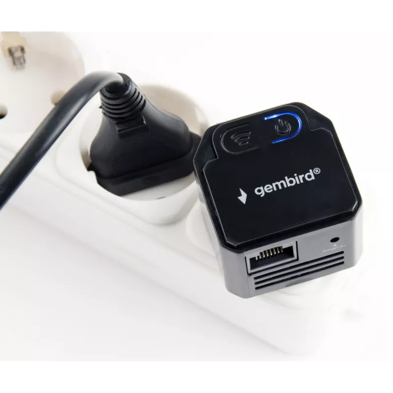 Wzmacniacz sieciowy GEMBIRD WNP-RP300-03-BK, 300 Mbps, 2,4 GHz, 802.11g, 1x RJ-45, wewnętrzna antena 3 dBi, AC 100–240V