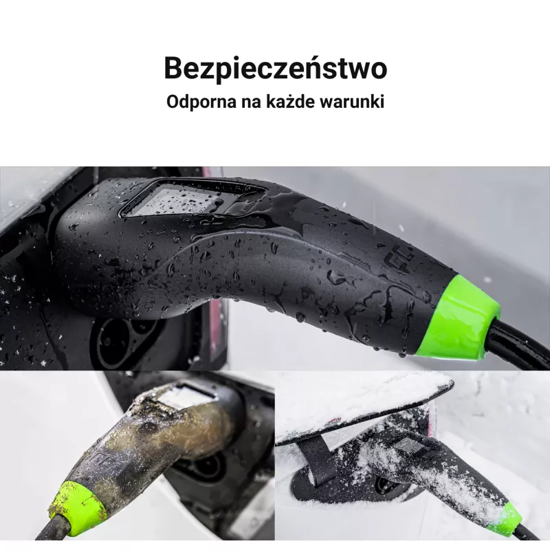 zielony Cell Habu EVGC01 Mobilna ładowarka EV do pojazdów elektrycznych 11 kW 7 m Type 2 CEE Wallbox Czarna