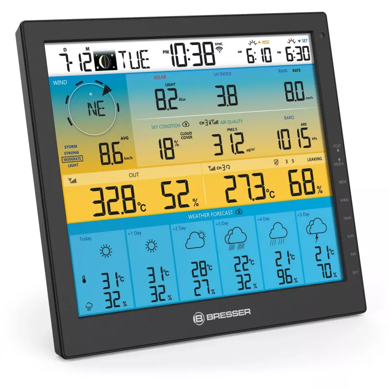 Cyfrowa stacja pogodowa Bresser Optics 7003220 Czarny LCD Wi-Fi