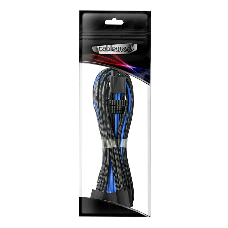 Kabel zasilający CableMod PRO ModMesh 12VHPWR na 8‑pin PCIe, 45 cm, czarny/niebieski