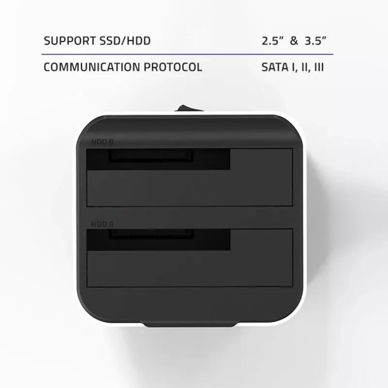 Qoltec 50309 stacja dokująca HDD SSD 2.5 3.5 | SATA III | USB 3.0 | Super speed 5Gb/s | z funkcją klonowania