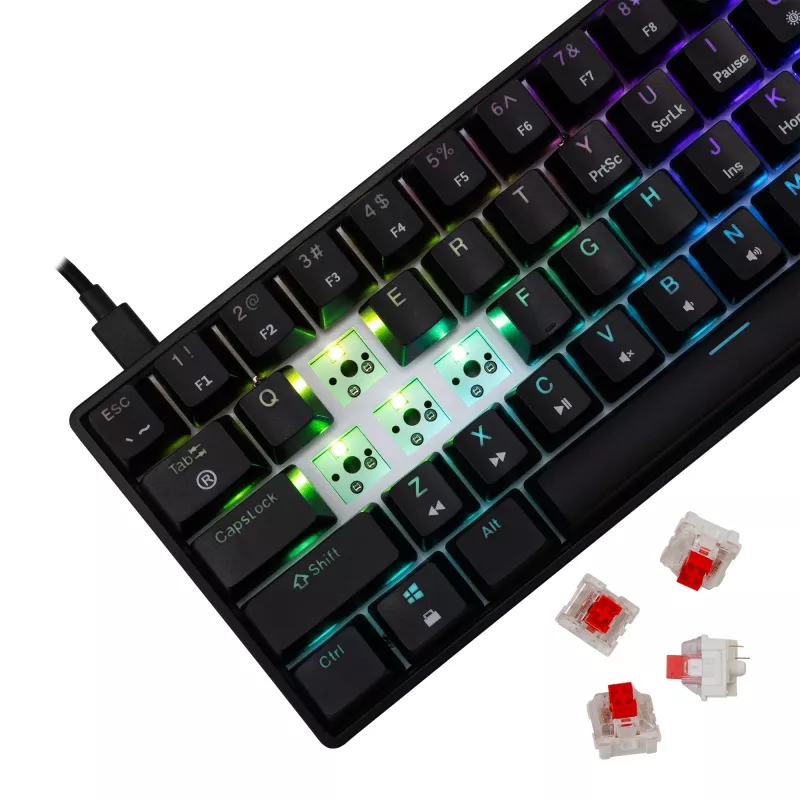 Mechaniczna klawiatura gamingowa White Shark Shinobi-2 z przełącznikami czerwony, czarna, układ US