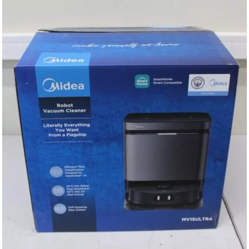 WYPRZEDAŻ. Robot odkurzający Midea V15 | WYPRZEDAŻ. Robot odkurzający Midea | V15 | Na mokro i sucho | 5200 mAh | Pojemność pojemnika na kurz 3 L | 16200 Pa | Czarny | UŻYWANY, BRUDNY, PORYSOOWANY