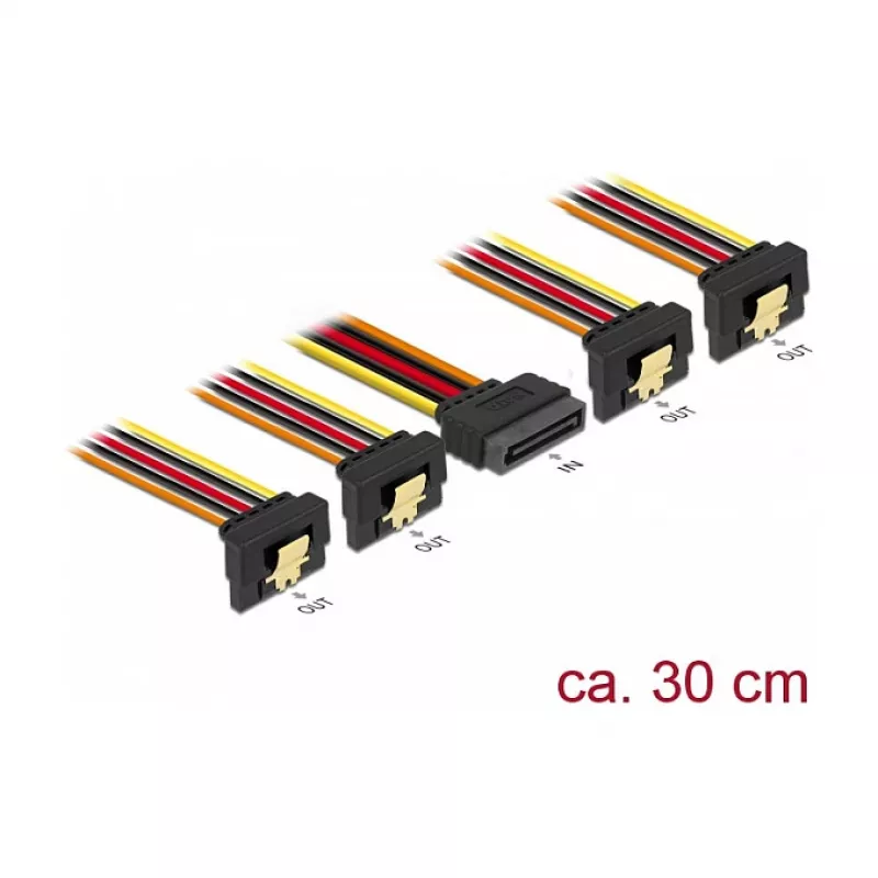 Wewnętrzny przewód zasilający DeLOCK 60167 0,3 m SATA 15-pin na 4 x SATA 15-pin