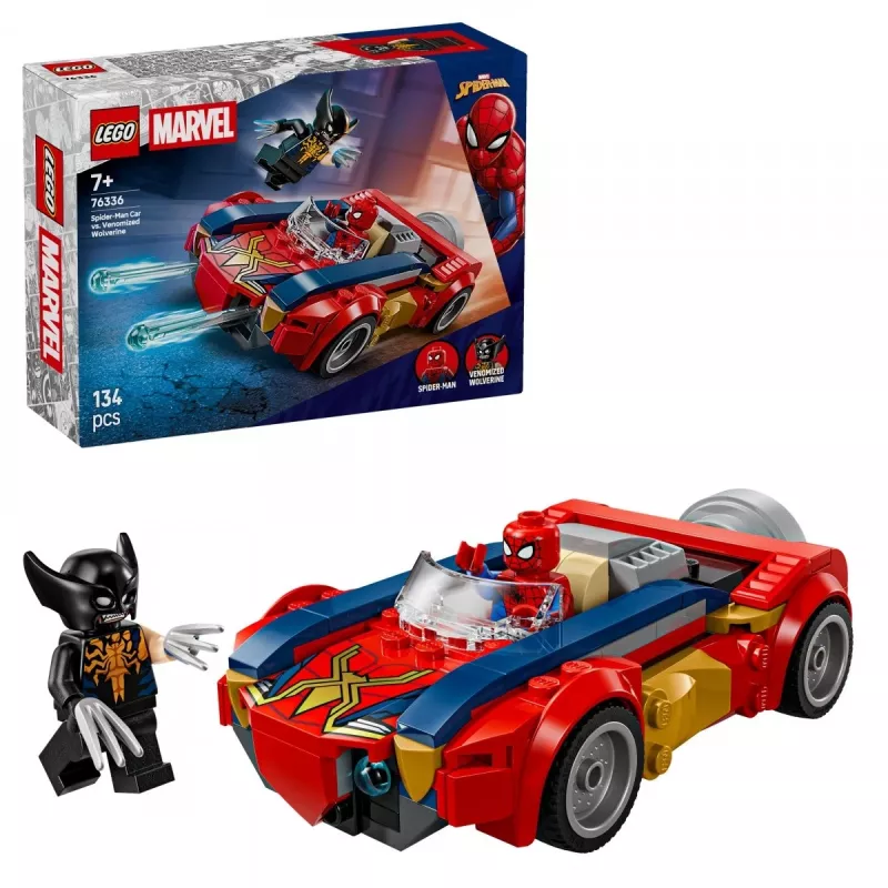 LEGO MARVEL 76336 Samochód Spider-Mana kontra Venomized Wolverine