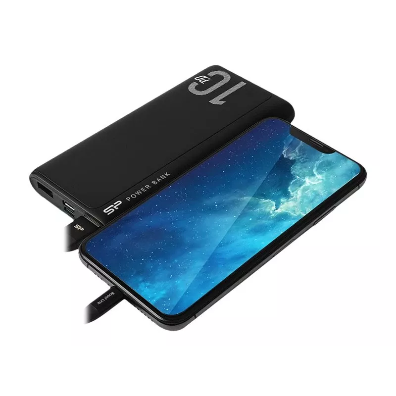 Ładowarka przenośna Silicon Power QP15 10000 mAh, LiPo, 2x USB-A + 2x USB-C, wejście Micro-USB, czarna