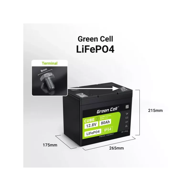 Akumulator UPS Green Cell LFPGC12V80AH litowo-żelazowo-fosforanowy (LiFePO4) 12.8 V